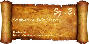 Szabadka Bálint névjegykártya